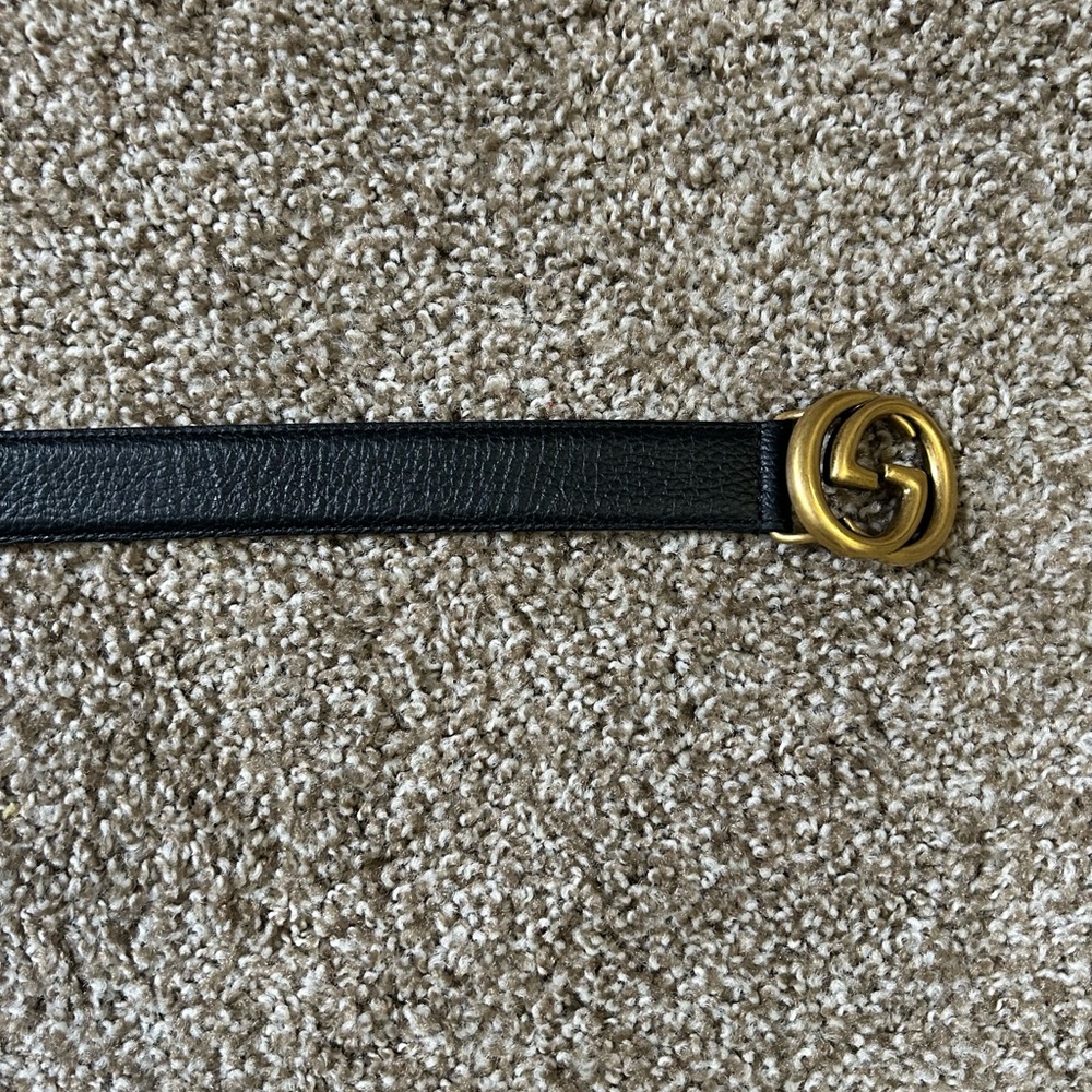 Leather Belt with Interlocking Double G Buckle